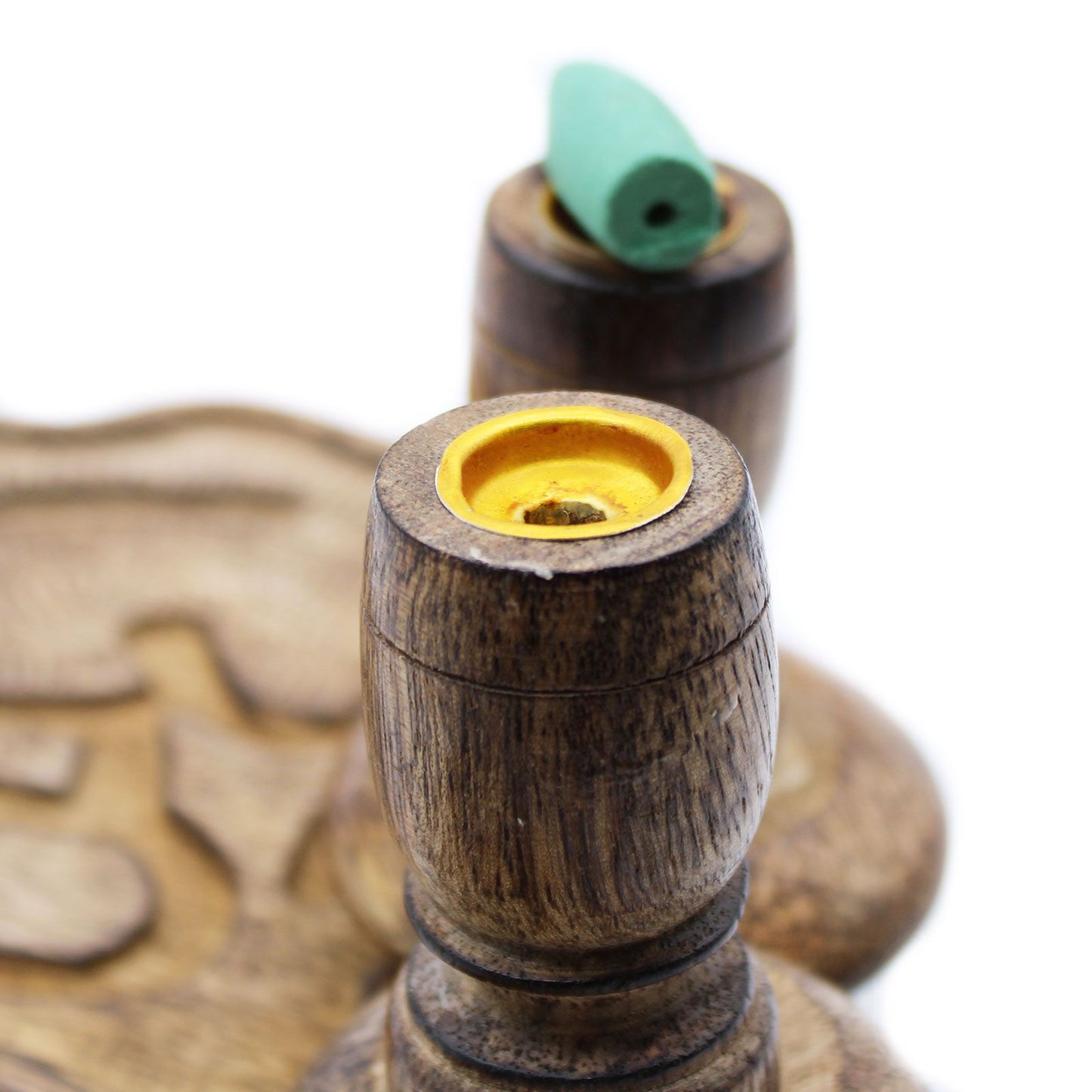 Sm Reverse Burner Mango Wood - Brass Buddha