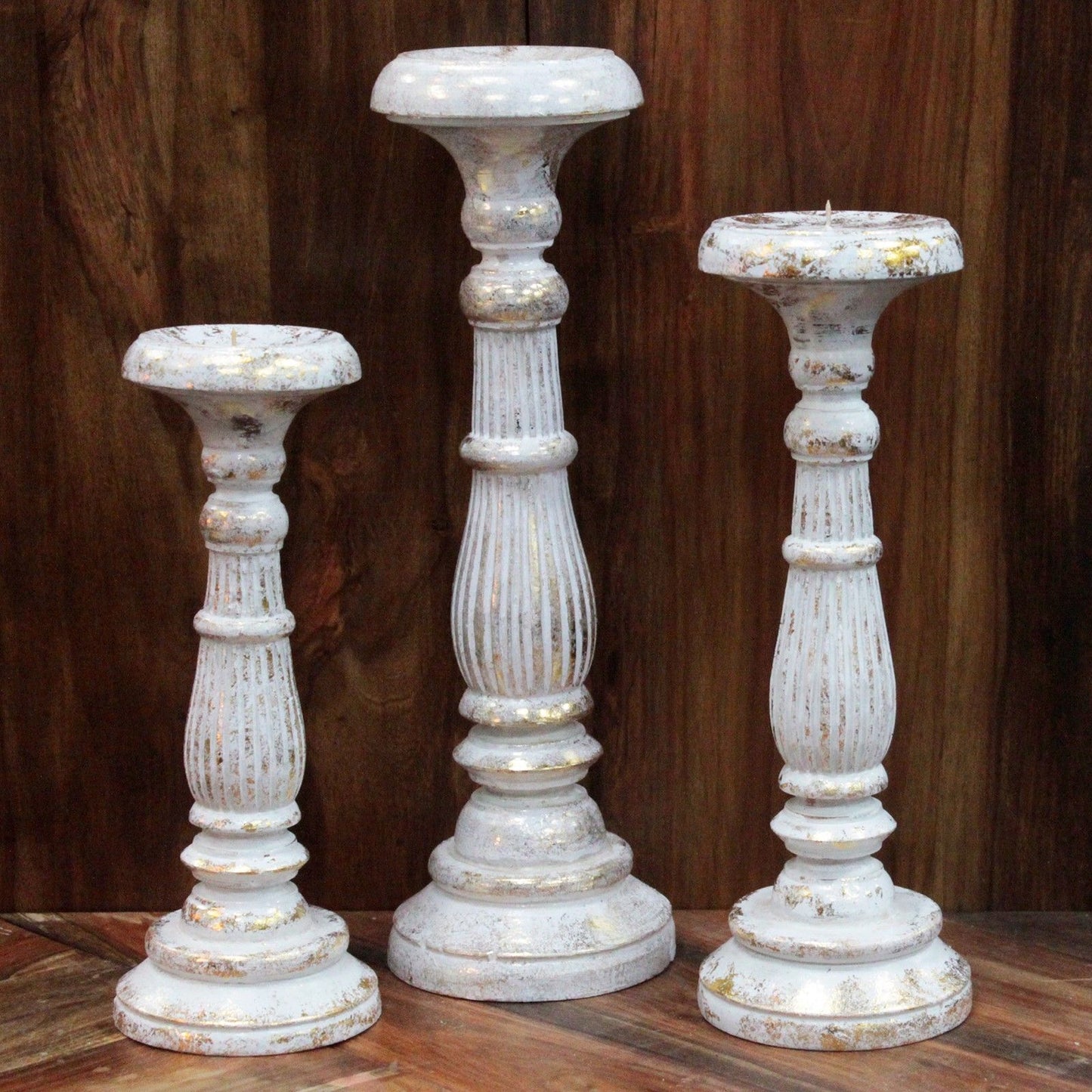 Soporte de vela mediano - oro blanco