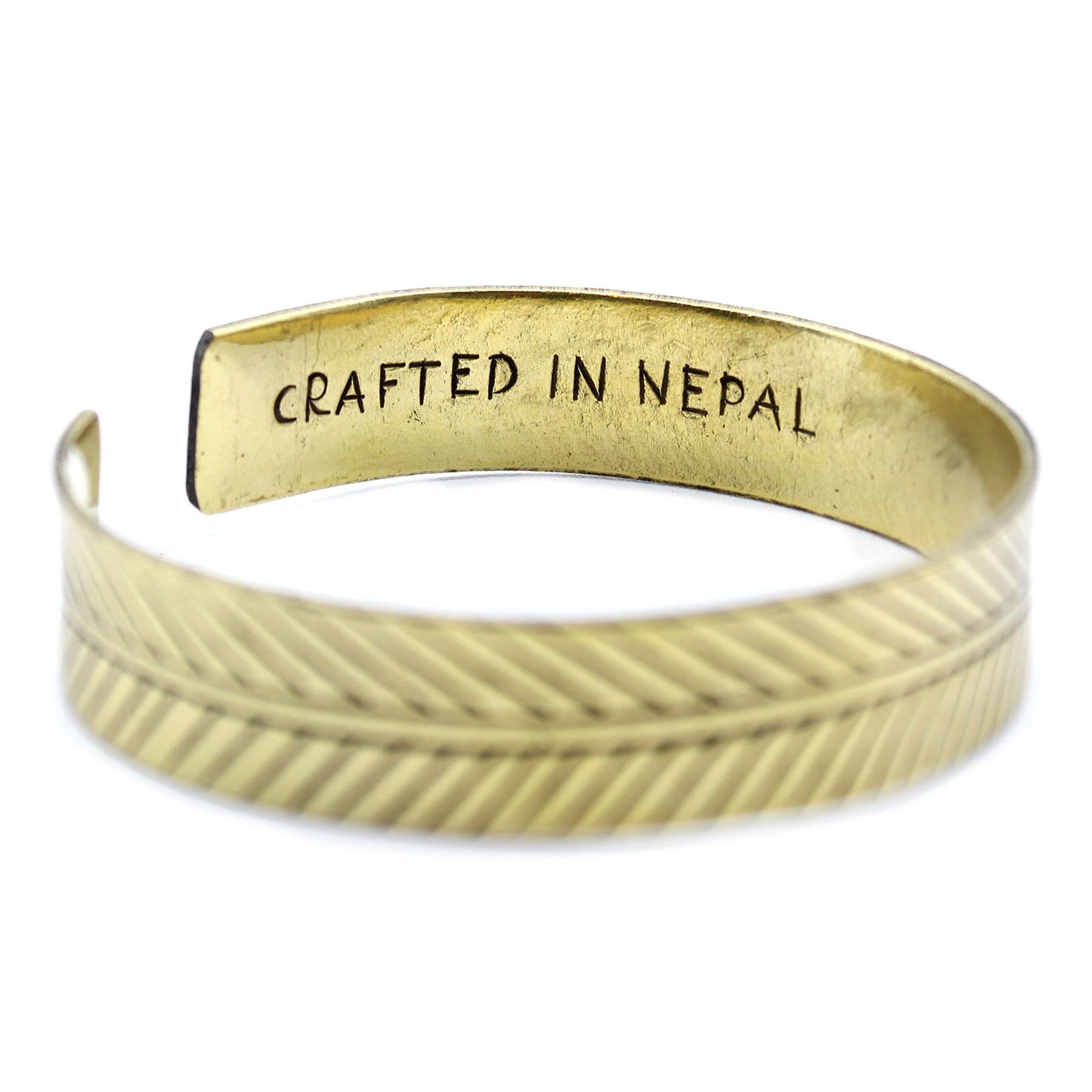 Tibetan Brass Bracelet - Wide Tribal Leaf