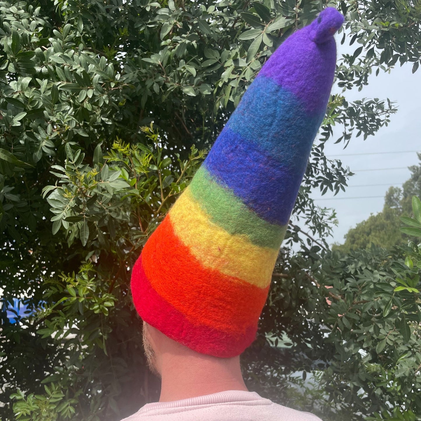 Felt Sauna Wizard Hat - Rainbow