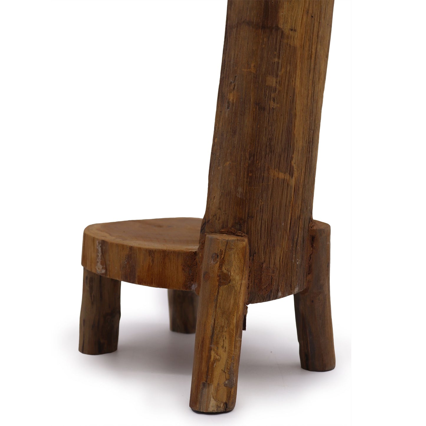 Natural Teak Log Rack Display 3 Shelves 100cm Height