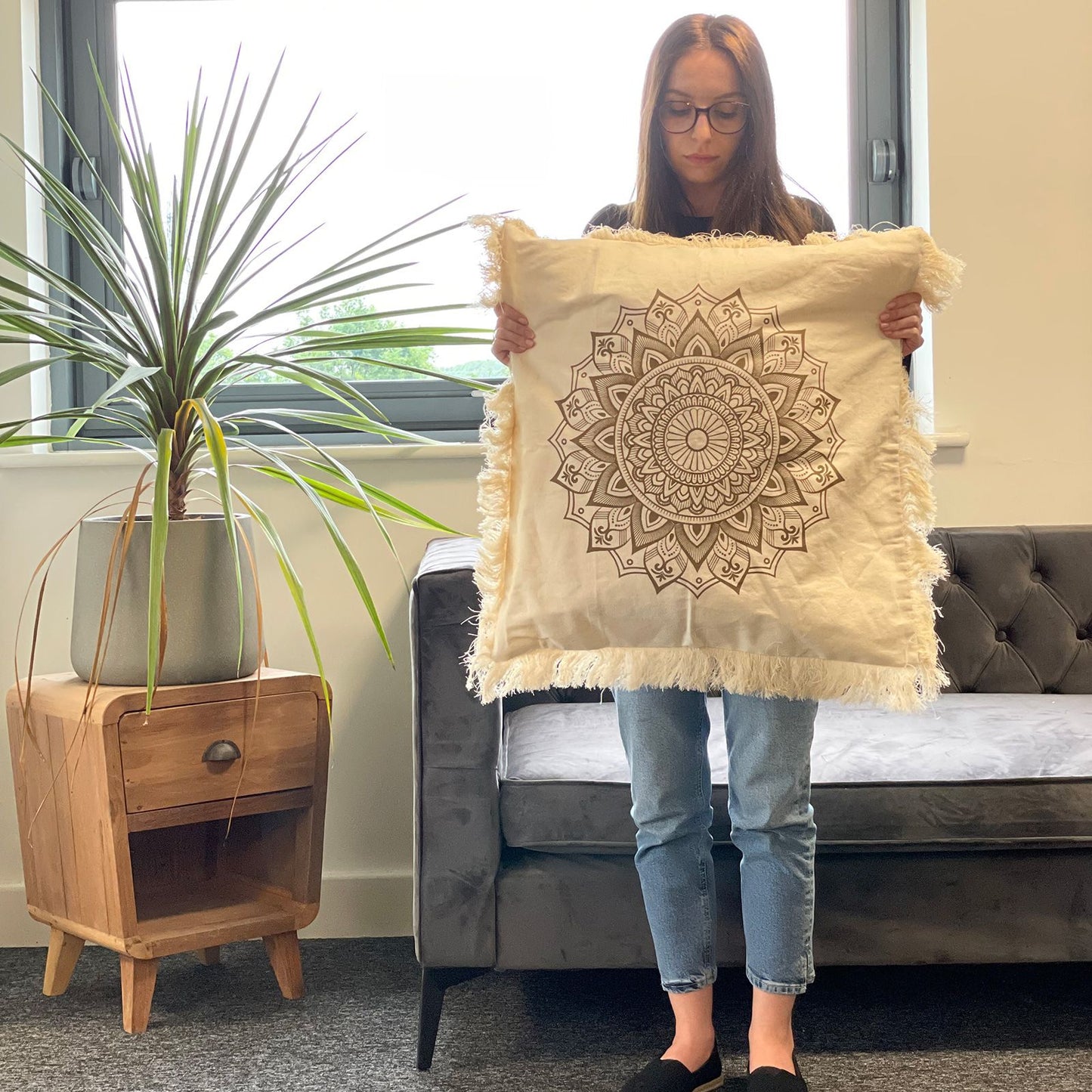 Cojín Lotus Mandala - 60x60cm - bronce