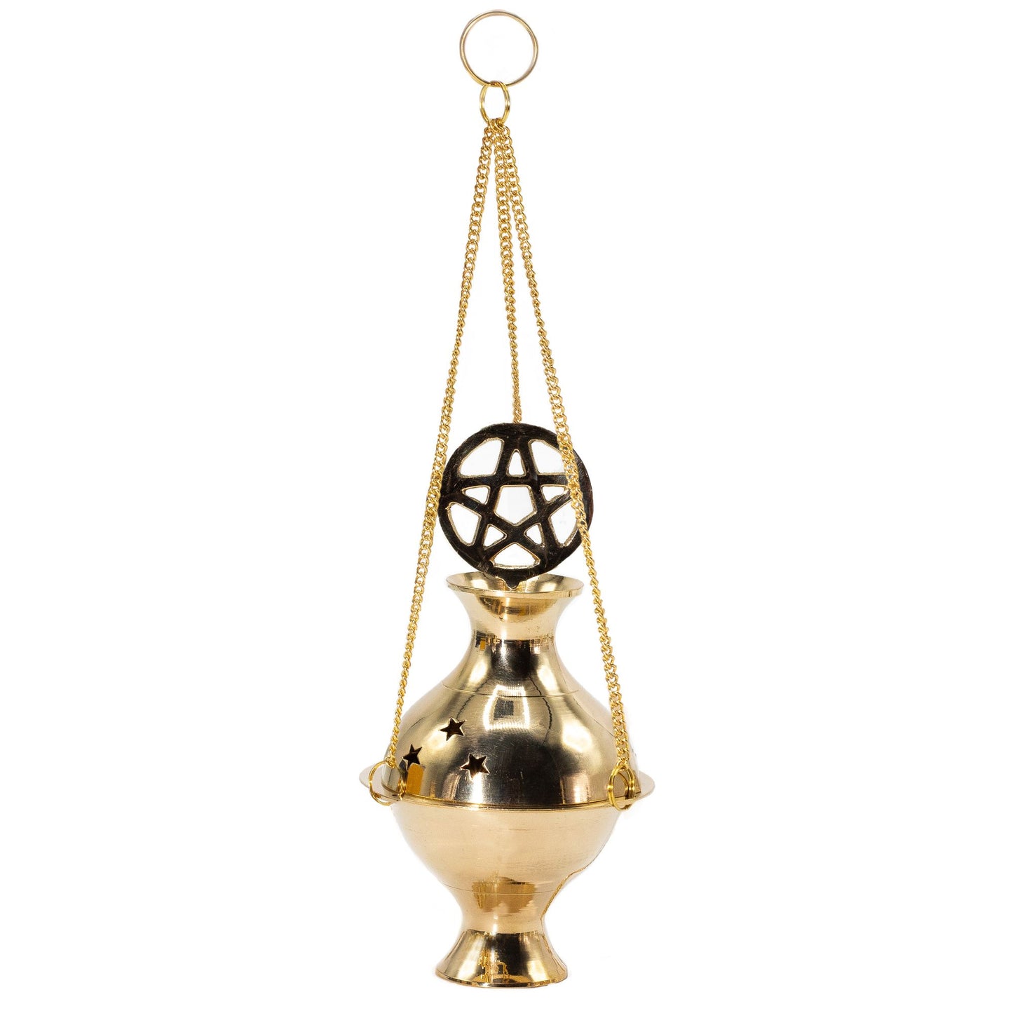 Brass Hanging Incense Burner - Pentagram