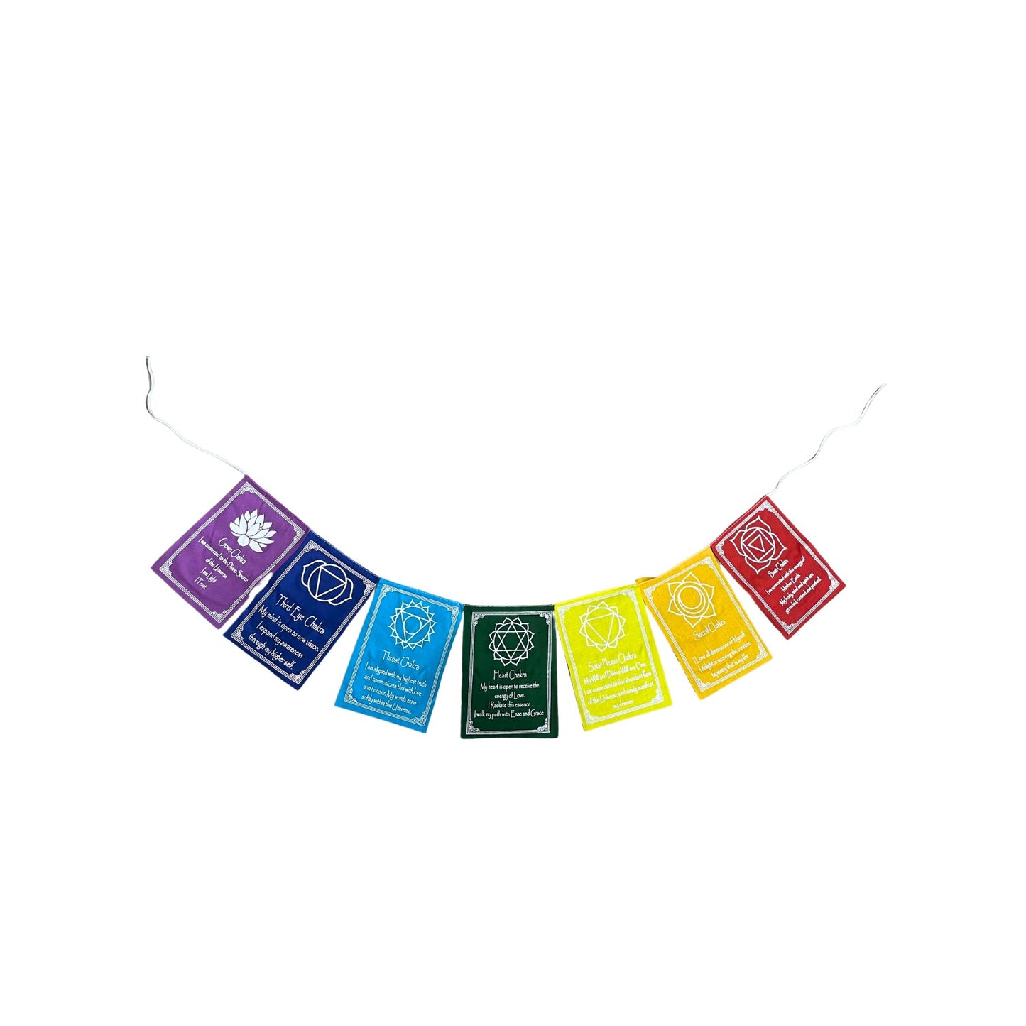 Seven Chakra Colors and Mantra - Small (7 flags)