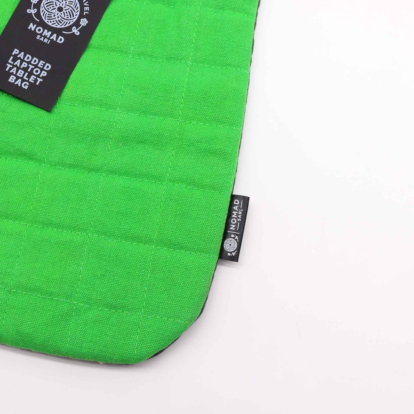 Padded Laptop Sleeve - Frog Green - Stonewashed 14oz
