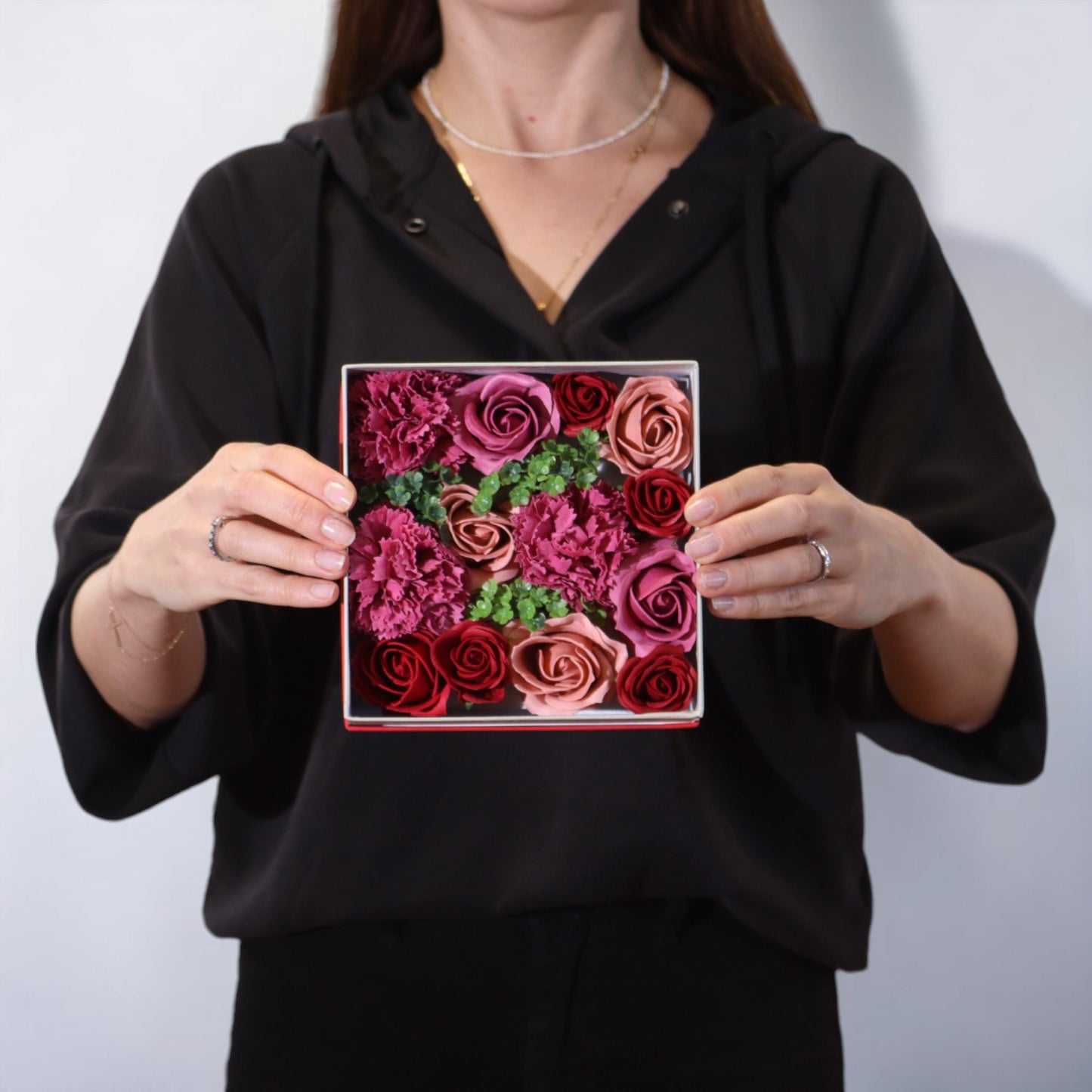 Caja Cuadrada flores - Rosas Vintage