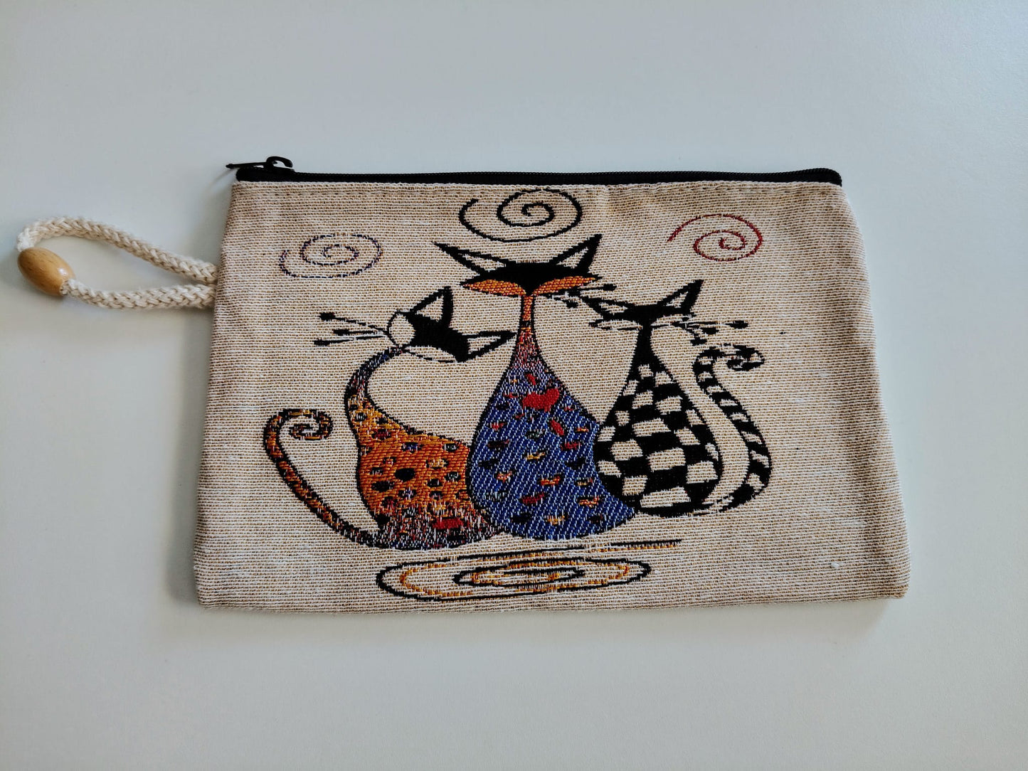 Trousse de toilette en toile Chats 21,5x13,5cm