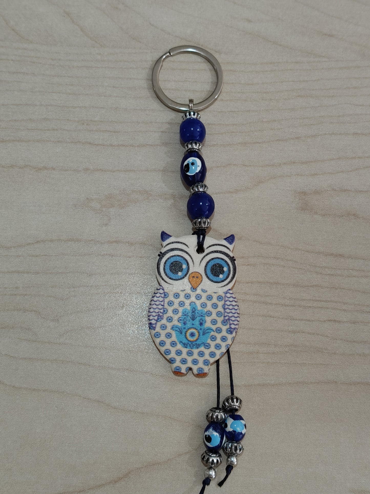 Porte-clés hibou avec mauvais œil turc