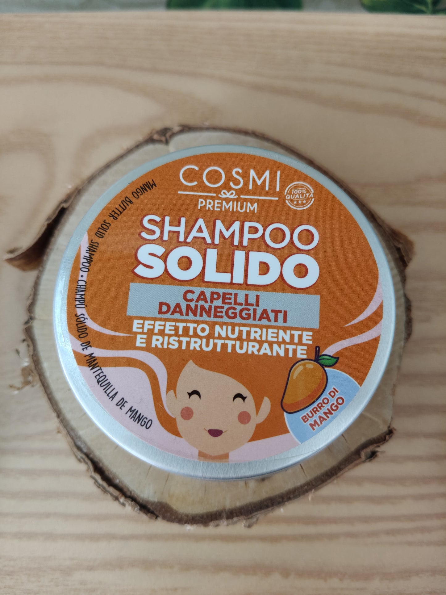 Shampoing solide Cosmi pour cheveux abîmés