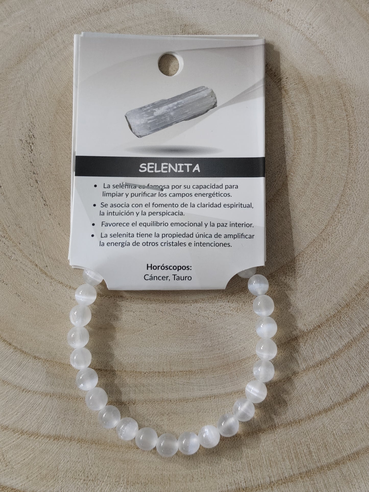 Pulsera piedra natural de Selenita 6mm