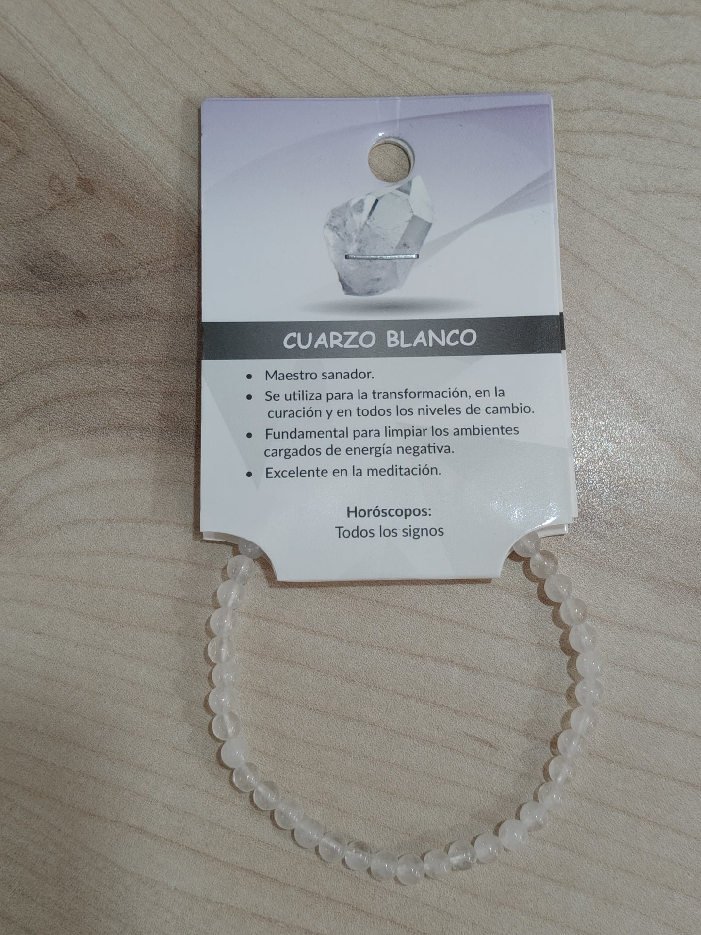 Pulsera piedra natural Cuarzo blanco 4mm