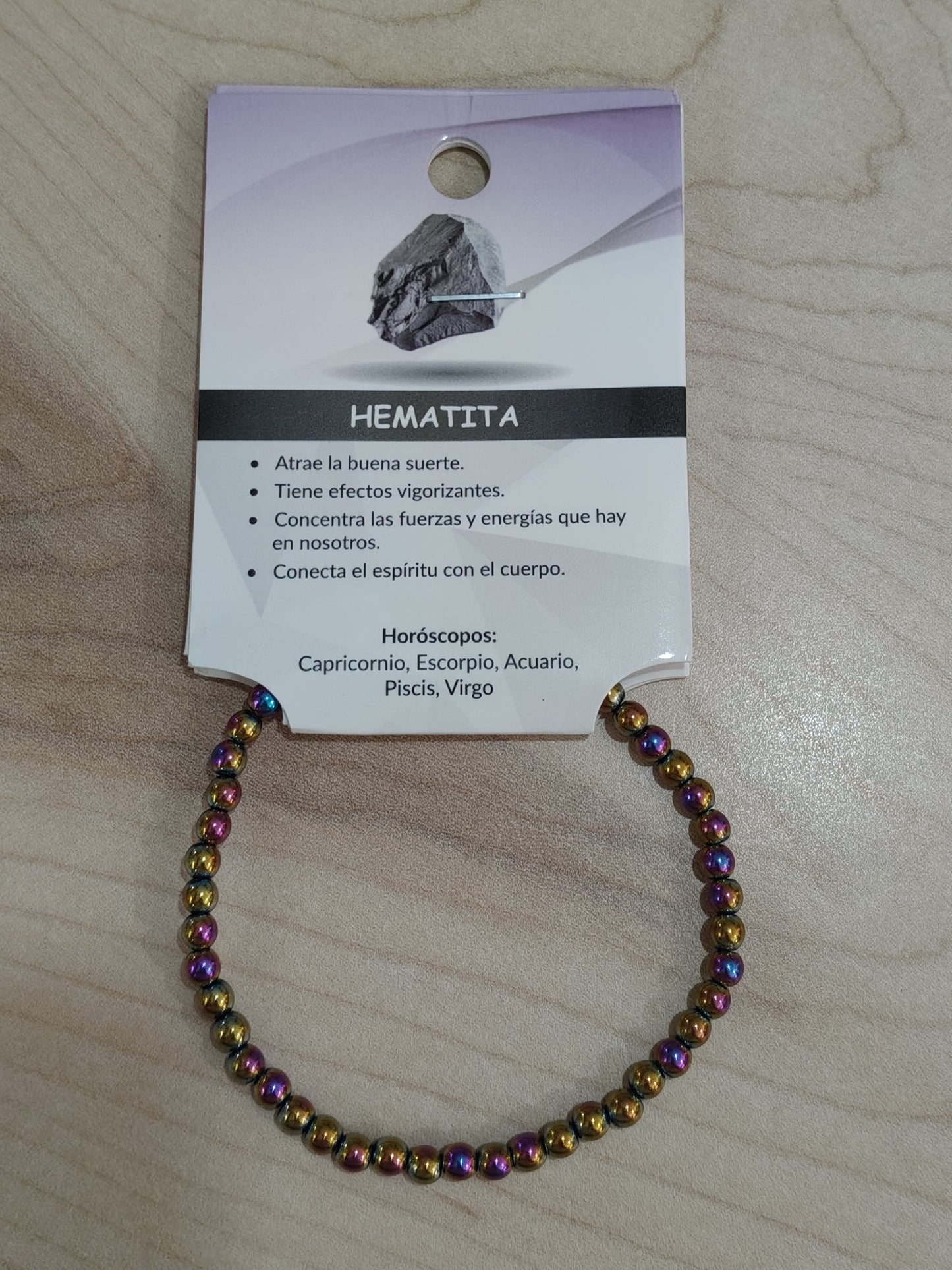 Pulsera piedra natural hematita multicolor 4mm