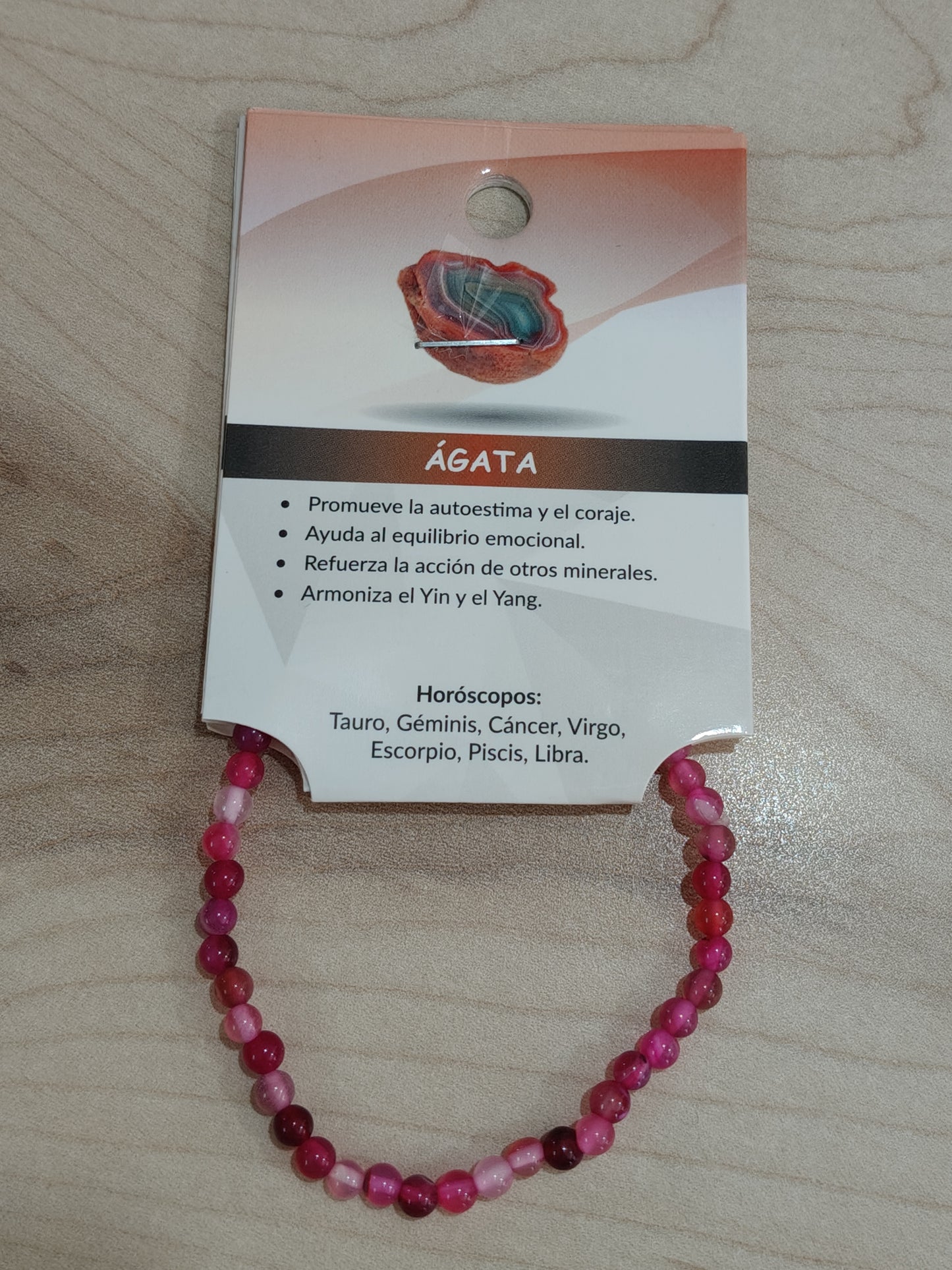 Pulsera piedra natural Ágata 4mm