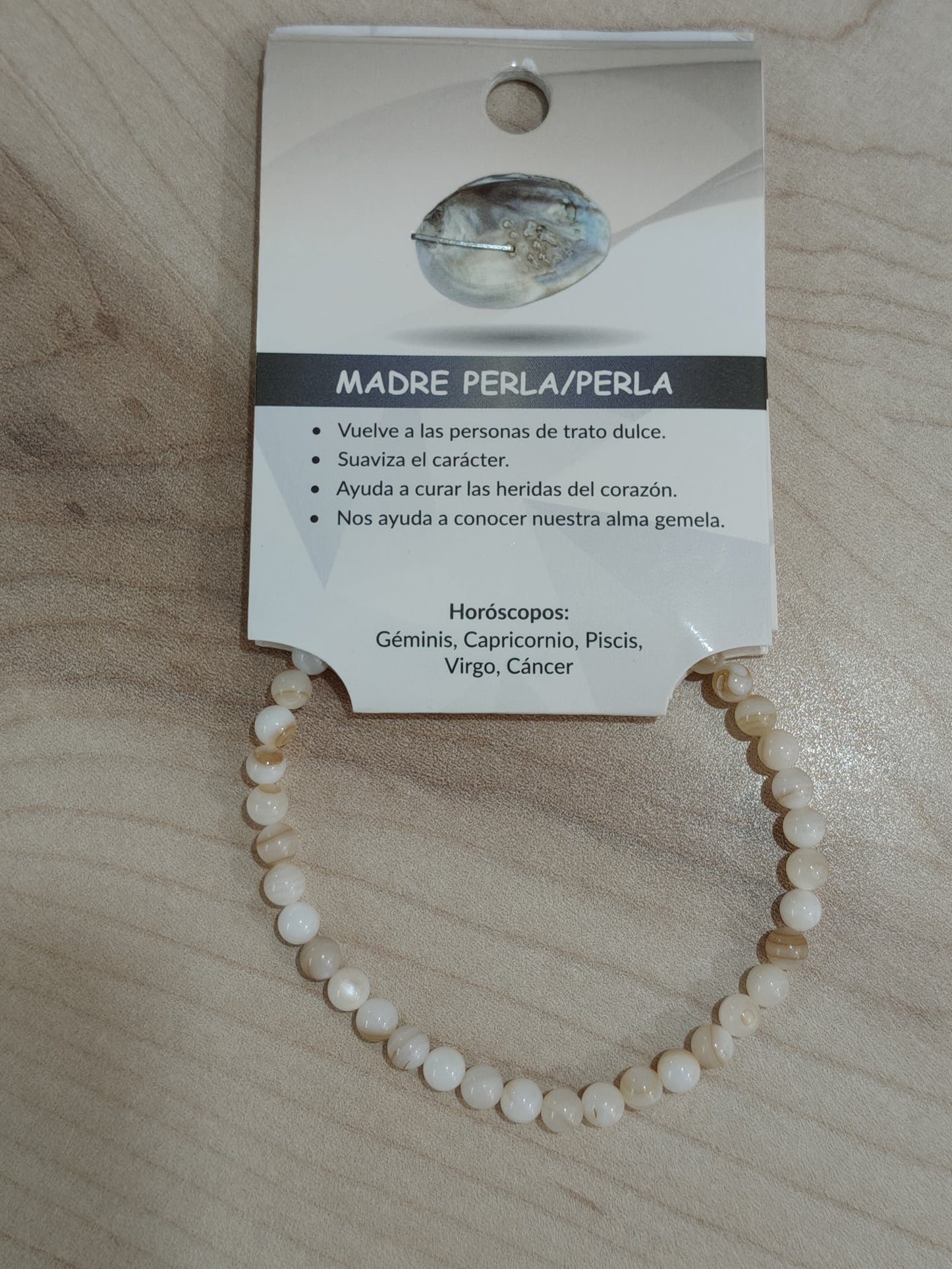 Pulsera piedra natural madre perla 4mm