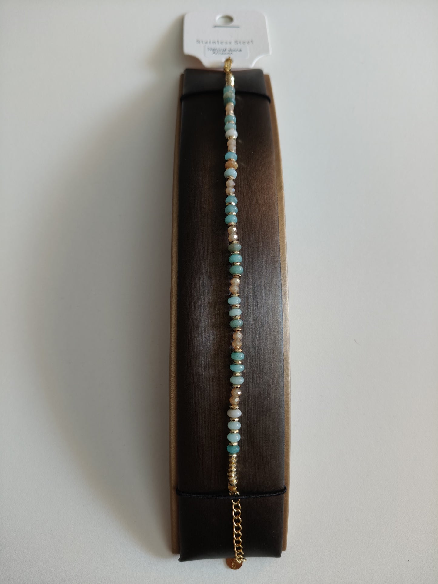 Steel bracelet with natural Amazonite stone