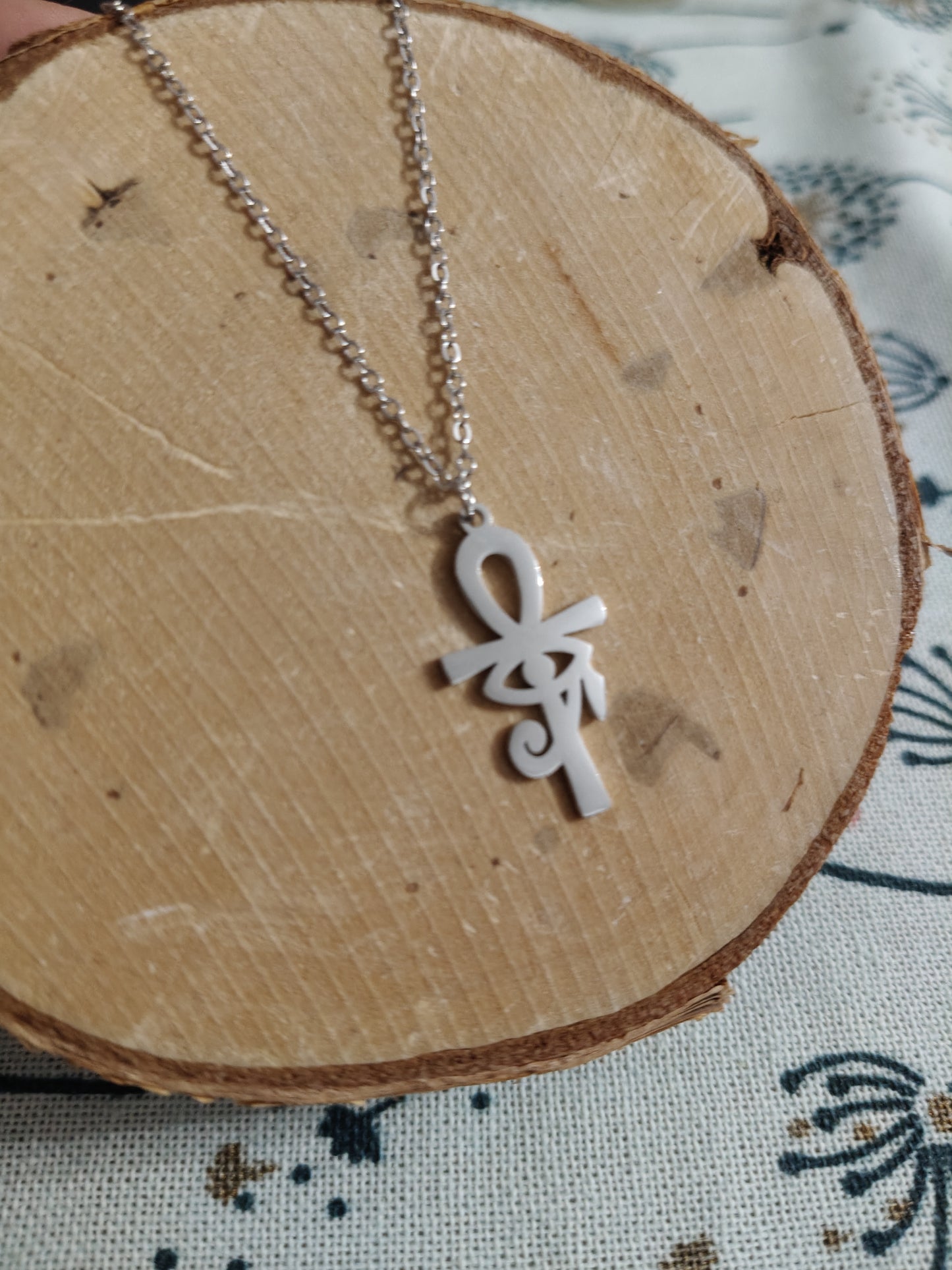 Stainless steel pendant with Ankh Cross and Eye of Horus