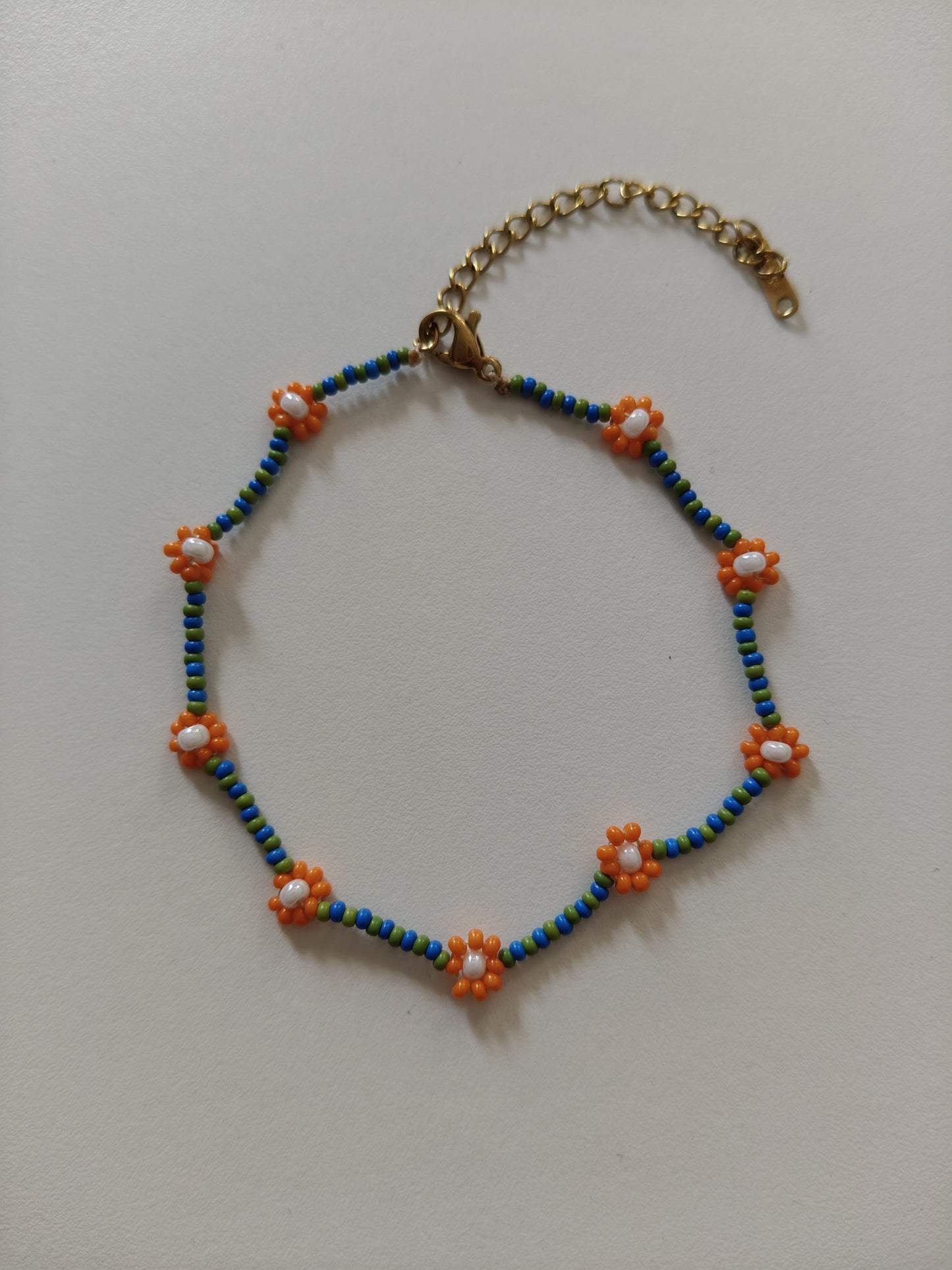 Flower anklet bracelet with stainless steel clasp