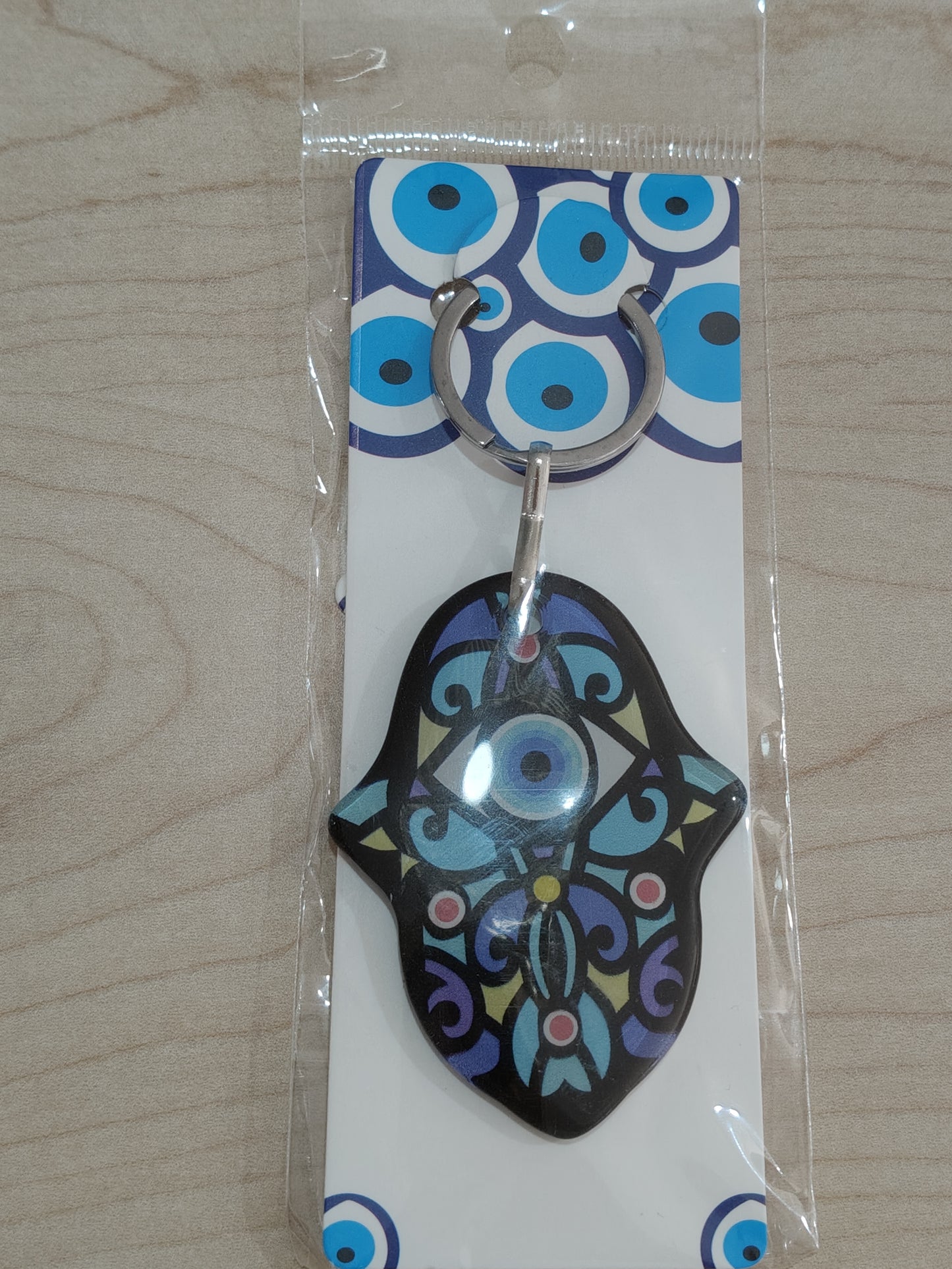 Fatima's Hand Keychain with Evil Eye