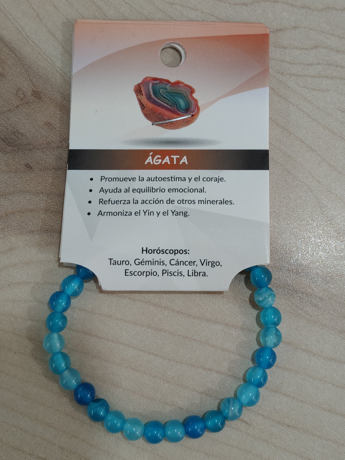 Natural agate stone bracelet 6mm