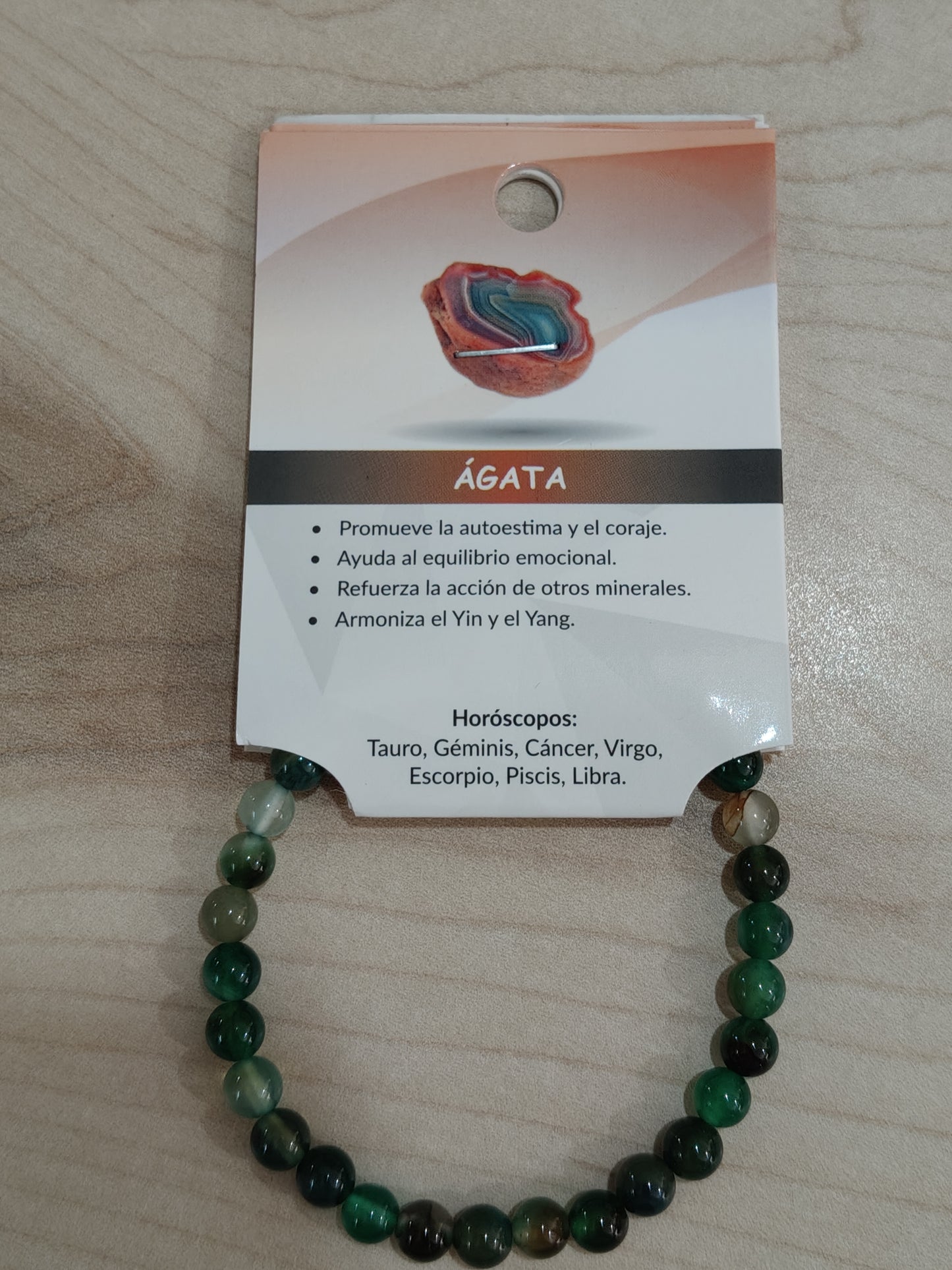 Natural agate stone bracelet 6mm