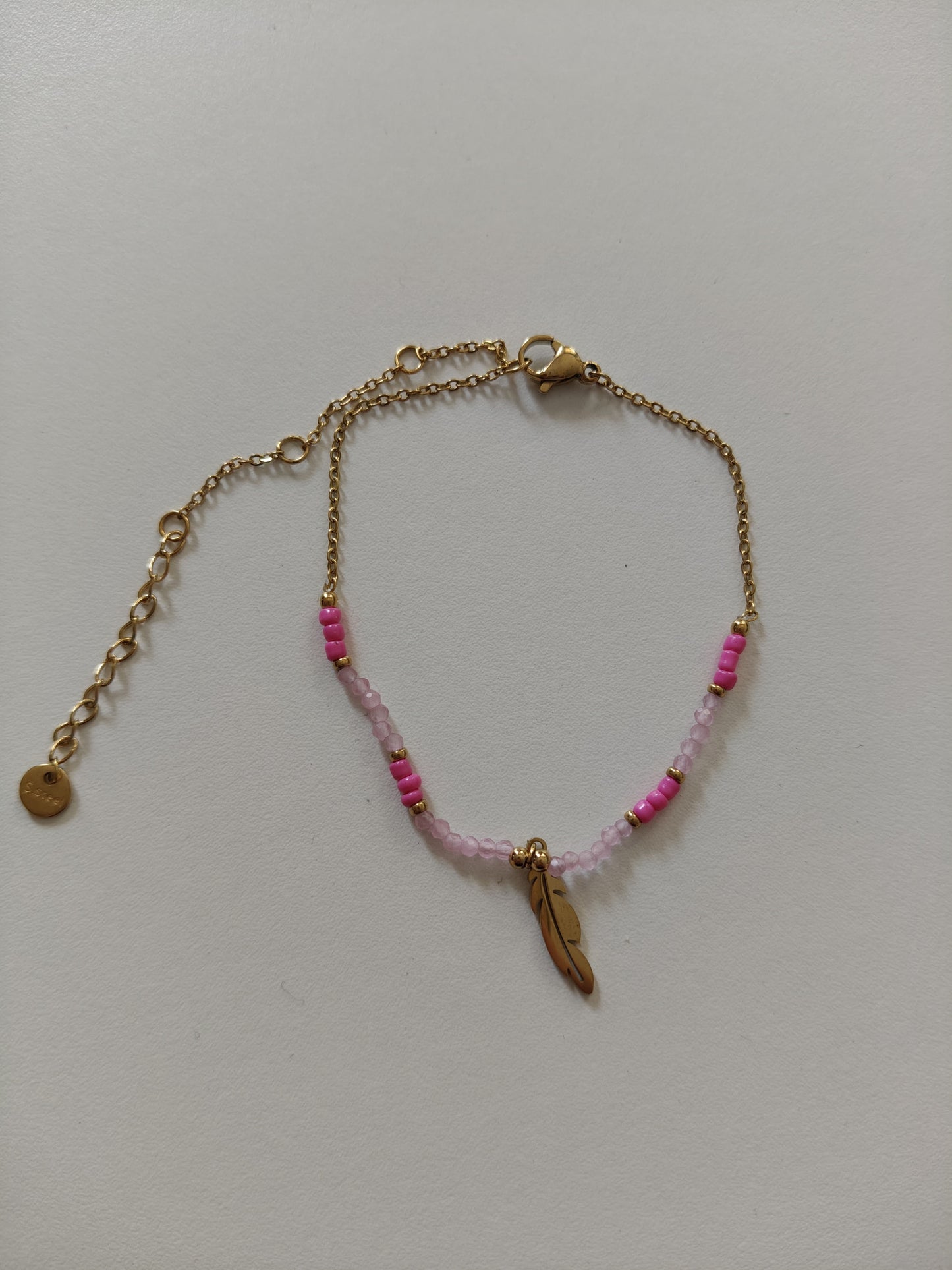 Stainless steel feather anklet bracelet