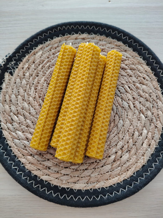 Vela de miel cera de abeja natural 15cm, unidad