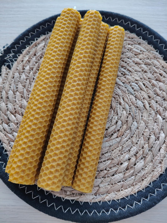 Vela cera de abeja natural 20cm, unidad