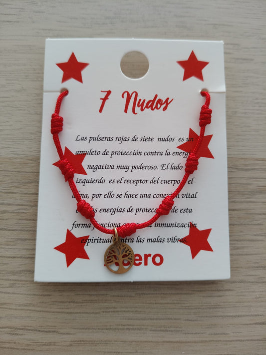 Bracelet à sept nœuds avec arbre de vie
