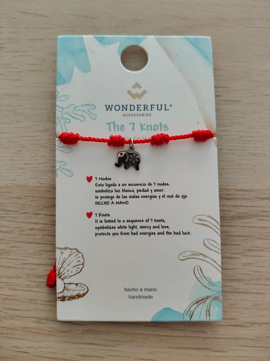 Bracelet à sept nœuds avec éléphant