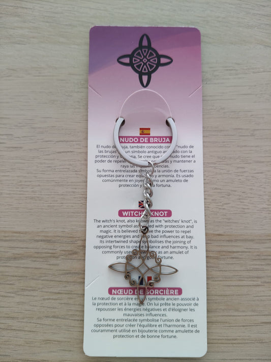 Porte-clés nœud de sorcière en acier inoxydable