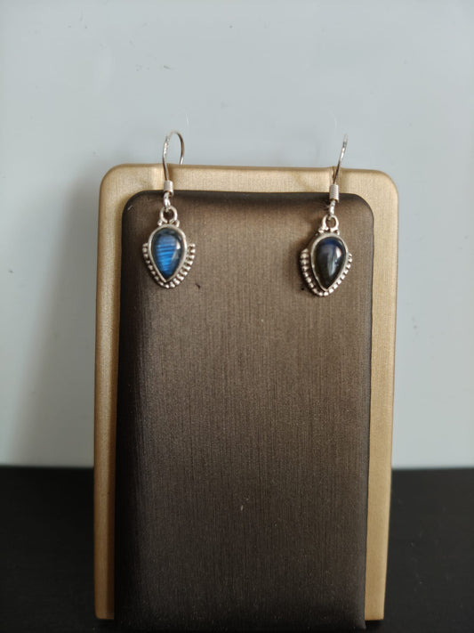 Boucles d'oreilles en argent sterling avec pierre naturelle de labradorite