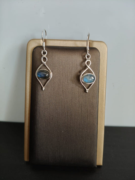 Boucles d'oreilles en argent sterling avec pierre naturelle de labradorite