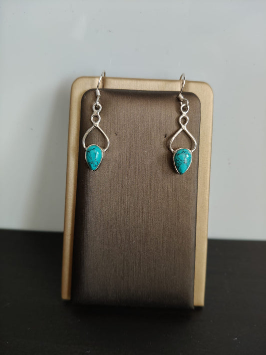 Boucles d'oreilles en argent sterling avec pierre turquoise naturelle