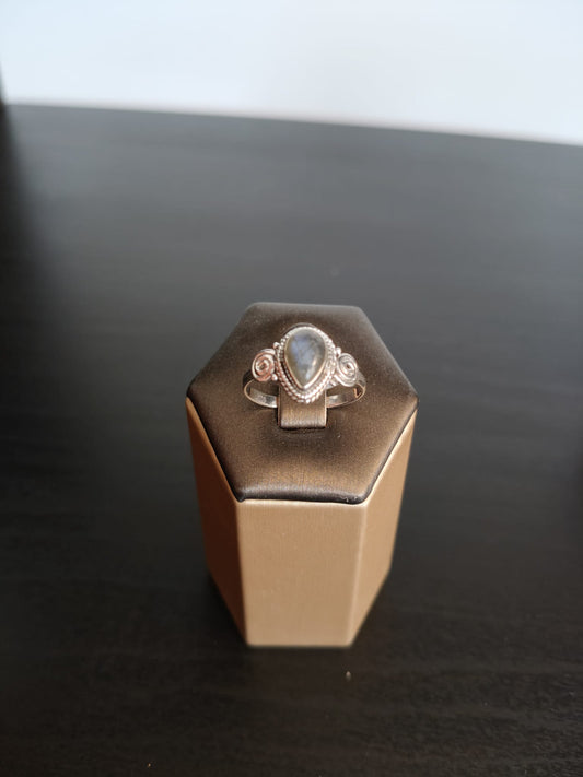 Bague en argent sterling avec pierre naturelle de labradorite, taille 16
