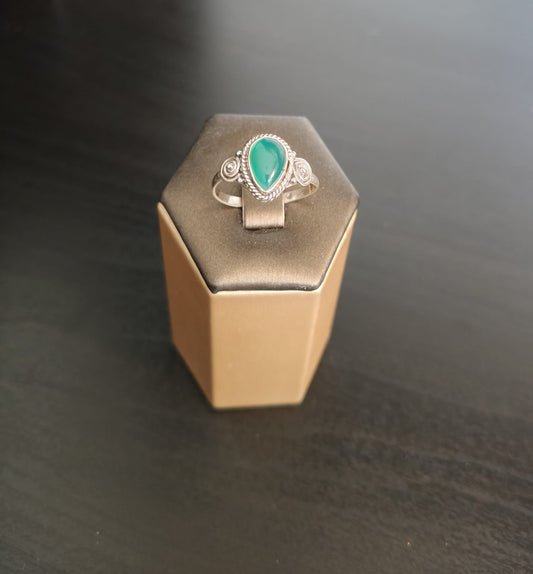 Bague en argent sterling avec pierre d'aventurine naturelle, taille 16