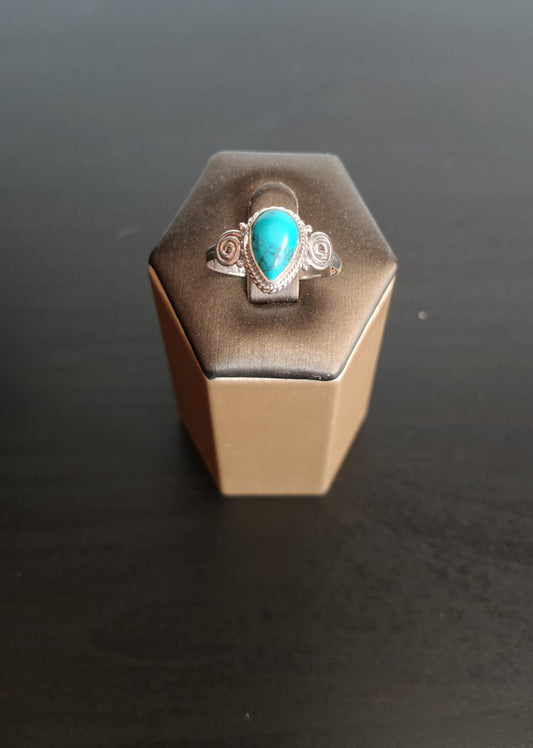 Bague en argent sterling avec pierre turquoise naturelle