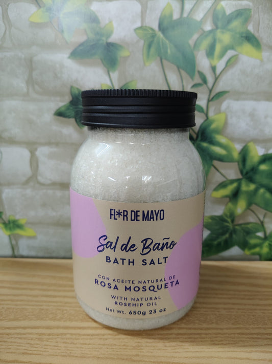 Sel de bain à l'huile naturelle de rose musquée 650grs
