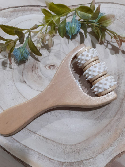 Rouleau de massage d'acupression en bois 15,5 cm