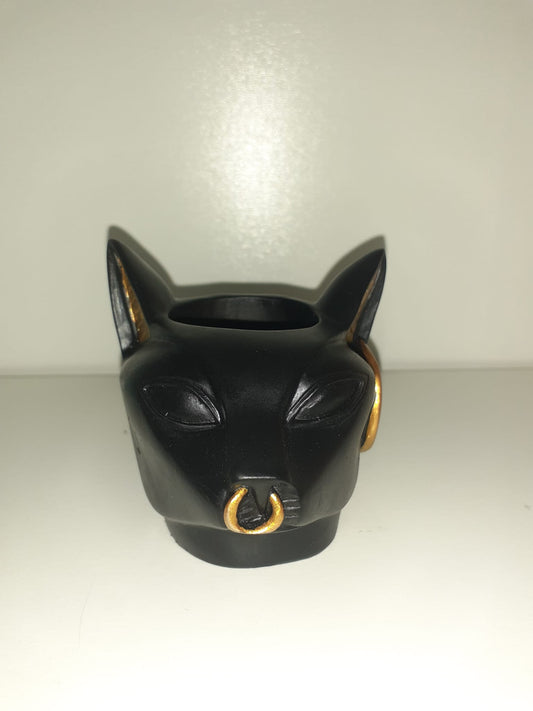 Portavelas Gato egipcio negro/dorado
