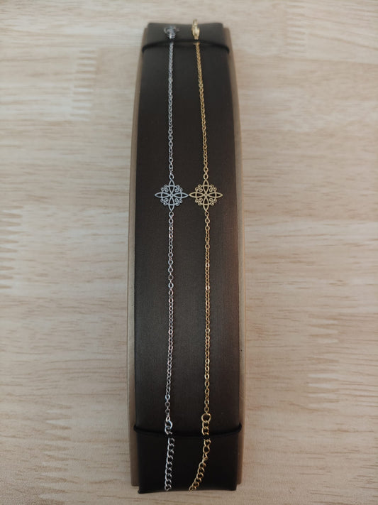 Bracelet en acier inoxydable avec un nœud de sorcière et un triskel