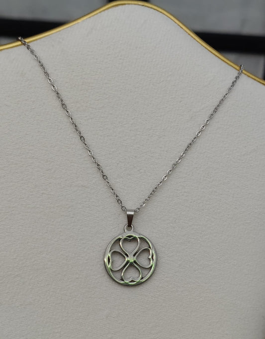 Collar acero inoxidable trébol 4 hojas