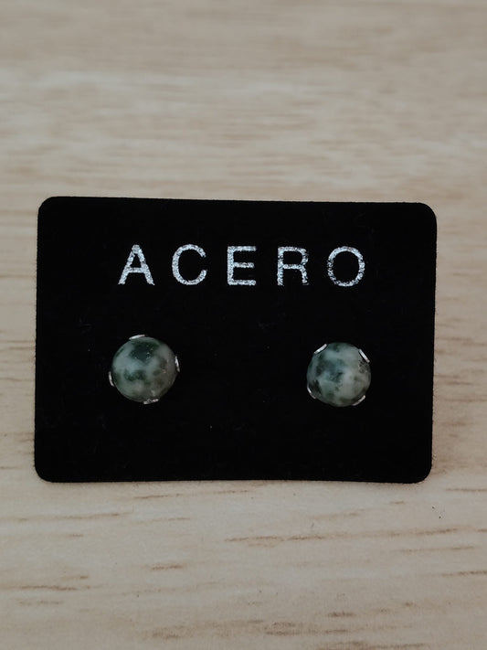 Boucles d'oreilles en pierre d'agate et acier inoxydable