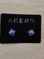 Pendientes piedra Hematita Multicolor 6mm y acero inoxidable