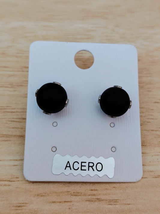 Boucles d'oreilles en pierre de shungite 10 mm et acier inoxydable