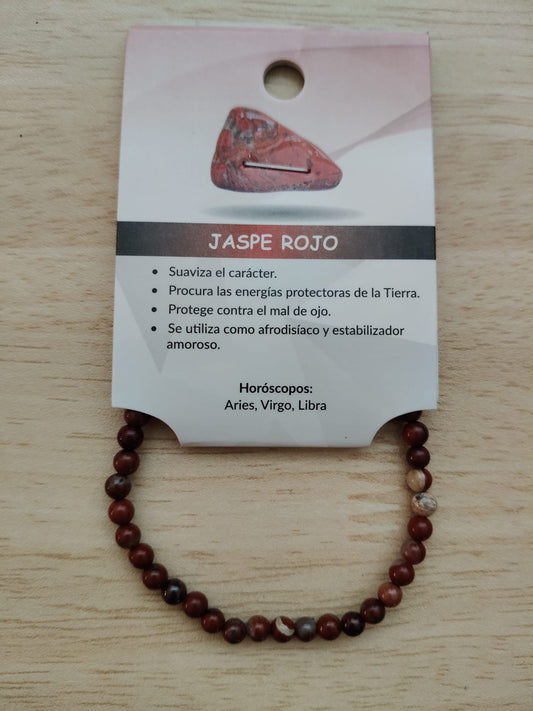 Pulsera elástica piedra natural Jaspe Rojo 4mm
