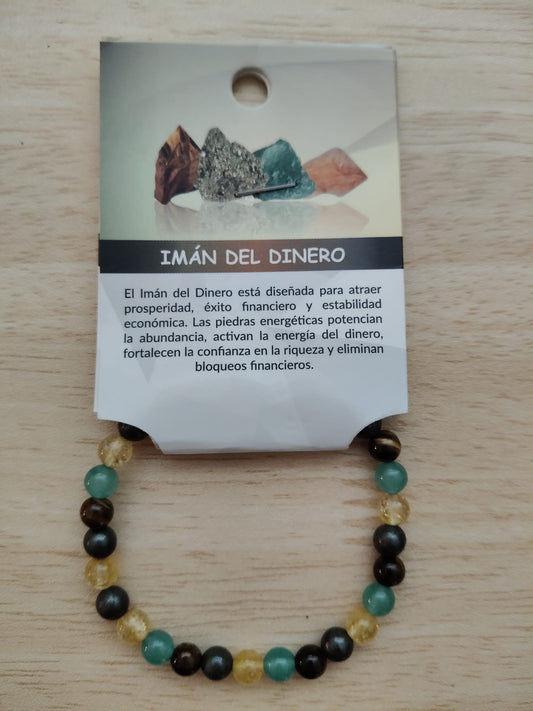 Pulsera elástica piedra natural Imán del dinero 6mm