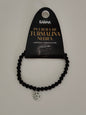 Pulsera elástica piedra natural Turmalina con dijes de acero