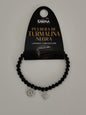 Pulsera elástica piedra natural Turmalina con dijes de acero