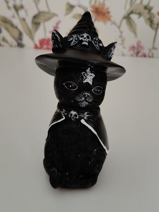 Gato místico con vestido de bruja  11cm
