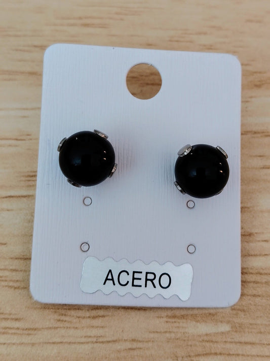 Boucles d'oreilles en pierre d'onyx et acier inoxydable